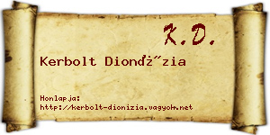 Kerbolt Dionízia névjegykártya